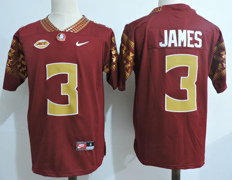 Men Florida State Seminoles FSU #3 James Red 2024 Nike Vapor NCAA Jersey->->NCAA Jersey